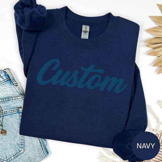 Custom Sweatshirt, Custom Team Name Sweatshirt, Puff Print, Embossed Print, Gift for Mom, School Spirit Sweatshirt, Mascot Sweatshirt