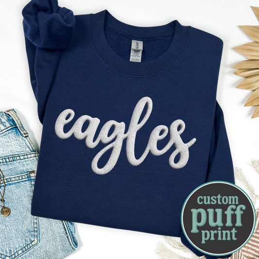 Custom Sweatshirt, Custom Team Name Sweatshirt, Puff Print, Embossed Print, Gift for Mom, School Spirit Sweatshirt, Mascot T-shirt