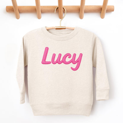 Youth Puff Print Sweatshirt Gildan Crewneck, Kids Custom Name Sweatshirt, Raised Text Kids Crewneck, Personalized Puff Lettering