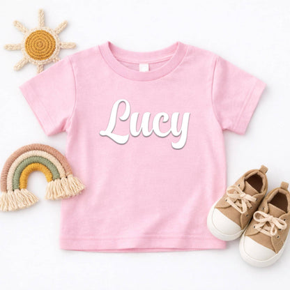 Toddler Puff Print Shirt Rabbit Skins, Custom Name Toddler Tee, Raised Text Kids Shirt, Personalized Puff Lettering, Trendy Toddler Tee