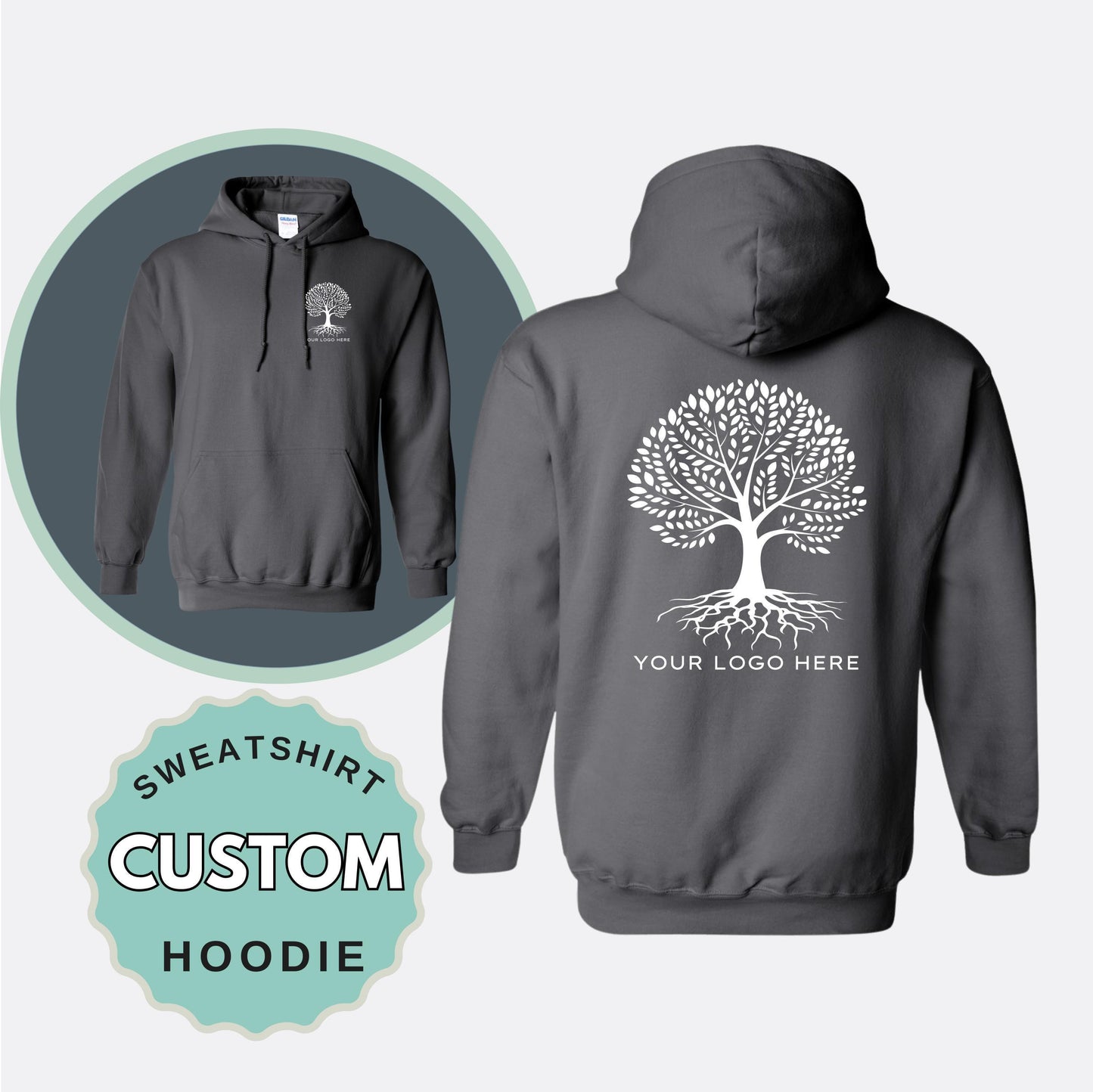 Custom Logo Hoodie Gildan 18500 Business Sweatshirt Company Branding Work Wear