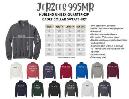 Custom Logo Jerzees 995M Quarter Zip Sweatshirt Company Branding Work Wear