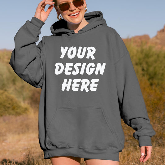 Custom Hoodie Gildan 18500, Simple Logo or Text Hoodie, Personalized Sweatshirt, Custom Print Hoodie, Unisex Fleece Hoodie