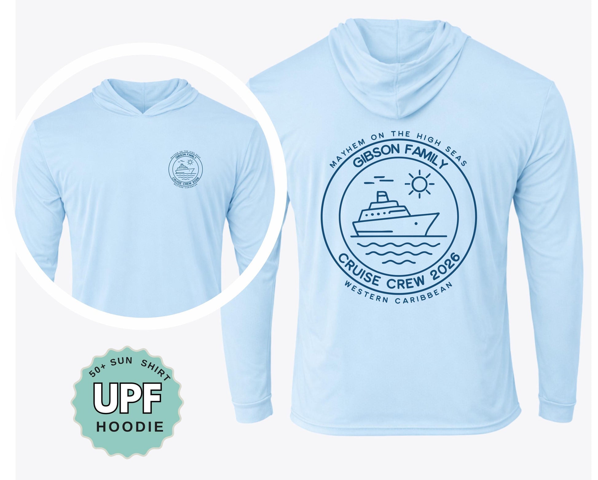 UPF 50 + Matching Family cruise HOODIE matching cruise trip tees, custom vacation group travel tops