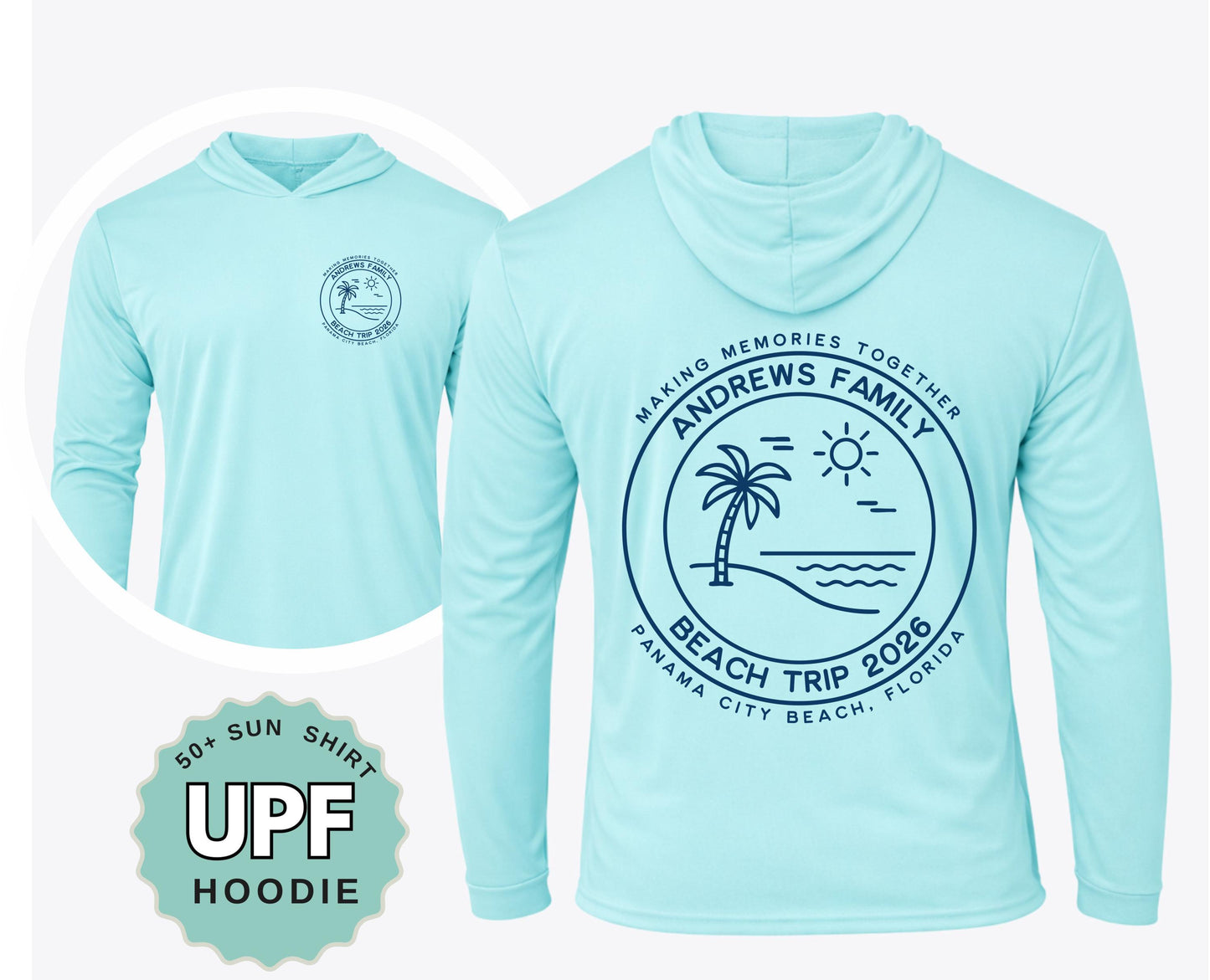 Matching Family Vacation Hoodie, UPF 50+ Sun Protection