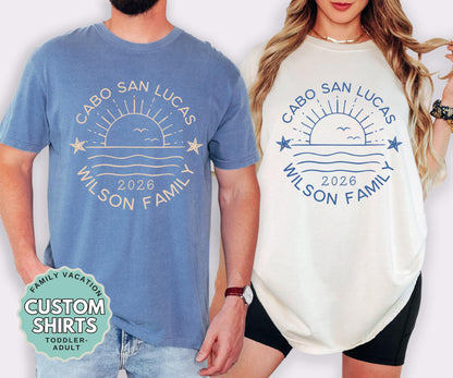 Family trip shirts, vacation destination matching tee,s youth adult group travel outfits