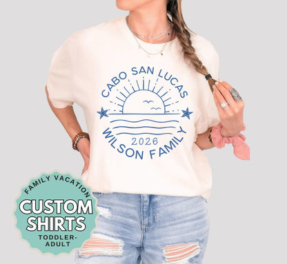 Family trip shirts, vacation destination matching tee,s youth adult group travel outfits
