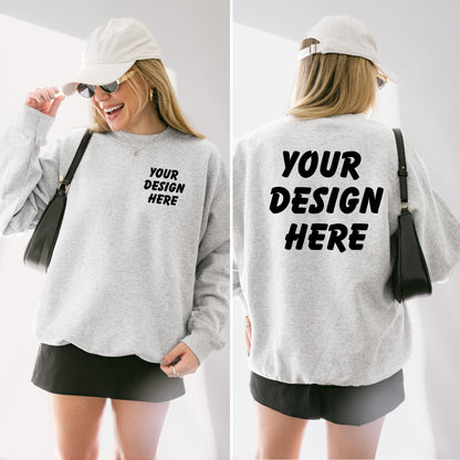 Custom Crewneck Gildan 18000, Simple Logo or Text Sweatshirt, Personalized Crewneck, Custom Print Sweatshirt, Unisex Fleece
