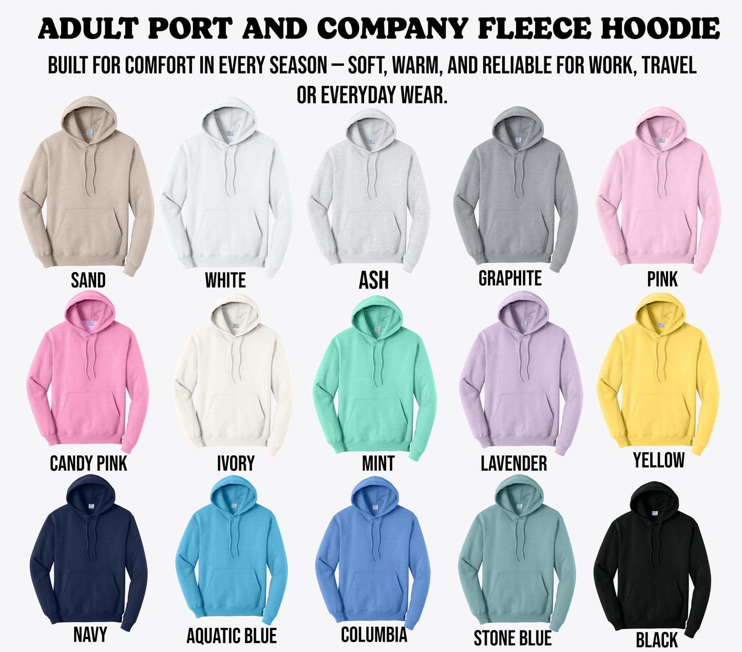 Custom Port and Company Hoodie Adult Pullover Sweatshirt for Logos Teams Workwear