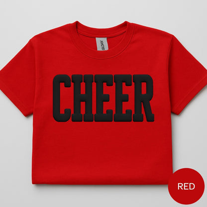 Custom School Mascot Puff T-Shirt, Personalized Team Name Tee, Raised Puff Print, Adult Spirit Wear