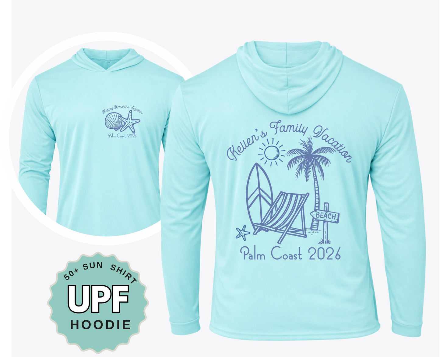 UPF 50+ Family Beach Vacation Hoodie, Matching Group Travel Tops