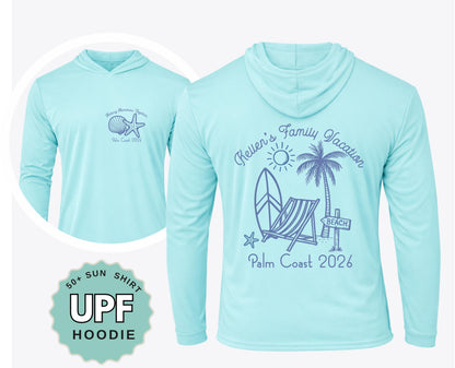 UPF 50+ Family Beach Vacation Hoodie, Matching Group Travel Tops