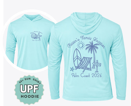 UPF 50+ Family Beach Vacation Hoodie, Matching Group Travel Tops