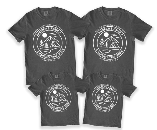 Family camping trip shirts matching camp tees custom vacation outdoor group travel tops