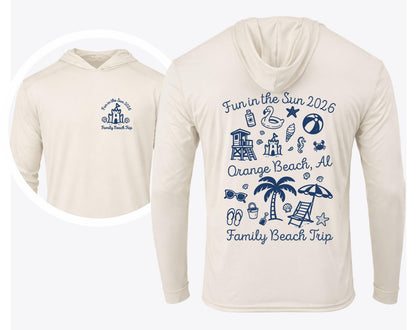 UPF 50 + Matching Family Beach Trip HOODIE matching cruise trip tees, custom vacation group travel tops