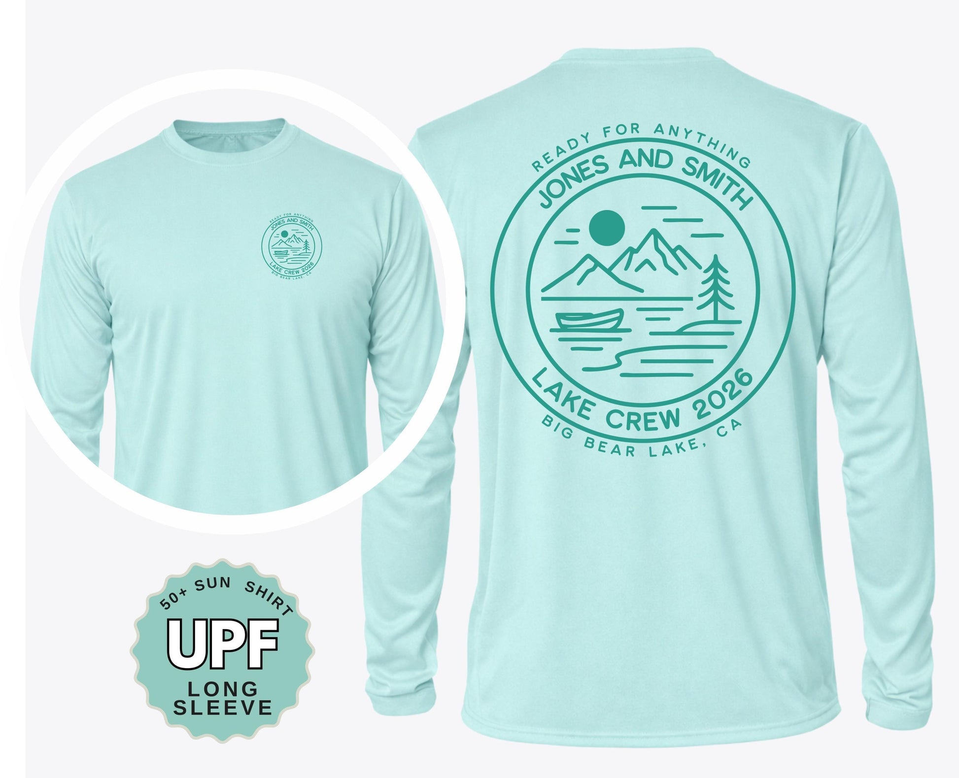 UPF 50+ Sun Protection Family lake vacation shirts matching lake trip tees custom travel group getaway tops