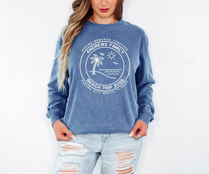 Beach Vacation Long Sleeve shirts, matching trip tees, custom Beach group travel tops