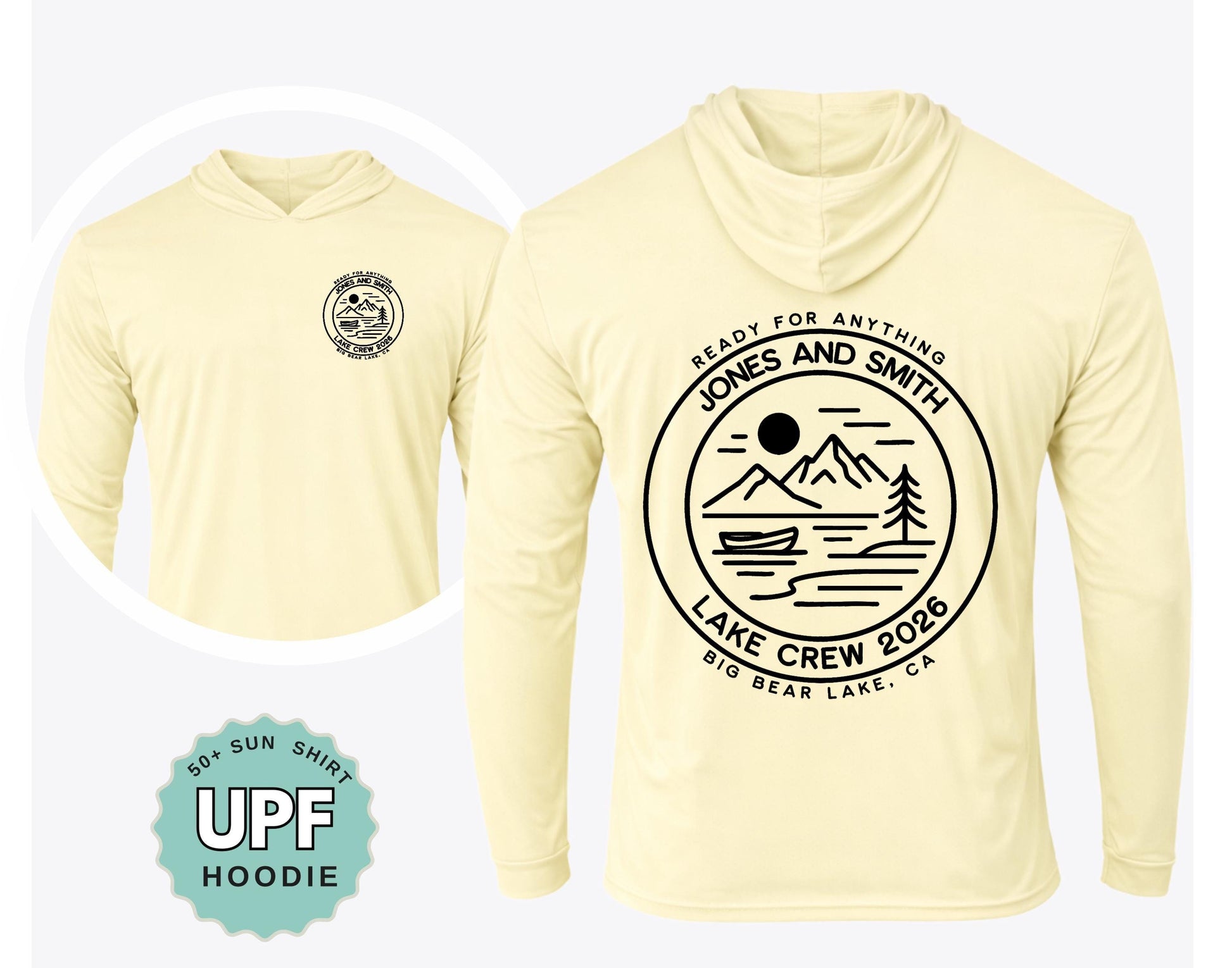 UPF 50+ Sun Protection Family lake vacation HOODIE matching lake trip tees custom travel group getaway tops