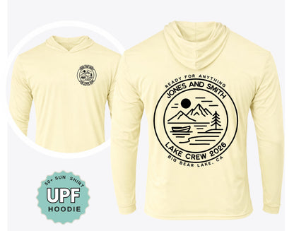 UPF 50+ Sun Protection Family lake vacation HOODIE matching lake trip tees custom travel group getaway tops