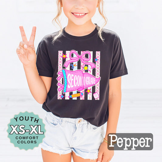 second grade shirt for girl cute back to school tee 2nd grade shirt for daughter first day of school shirt girls school outfit youth tee