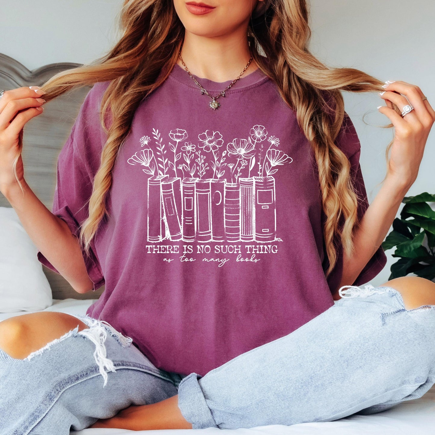 There is No Such Thing as Too Many Books Floral shirt, Book Lover T-shirt