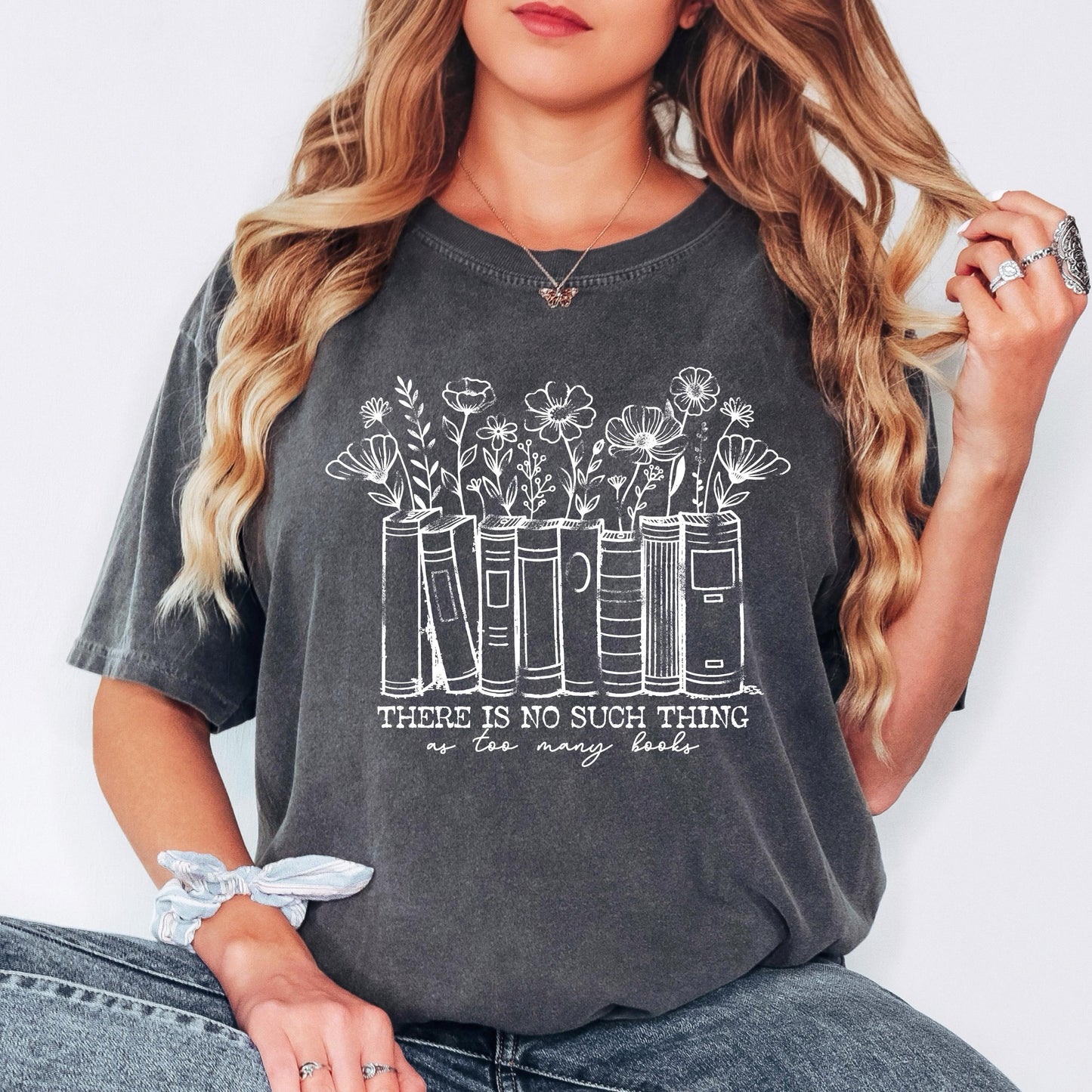 There is No Such Thing as Too Many Books Floral shirt, Book Lover T-shirt