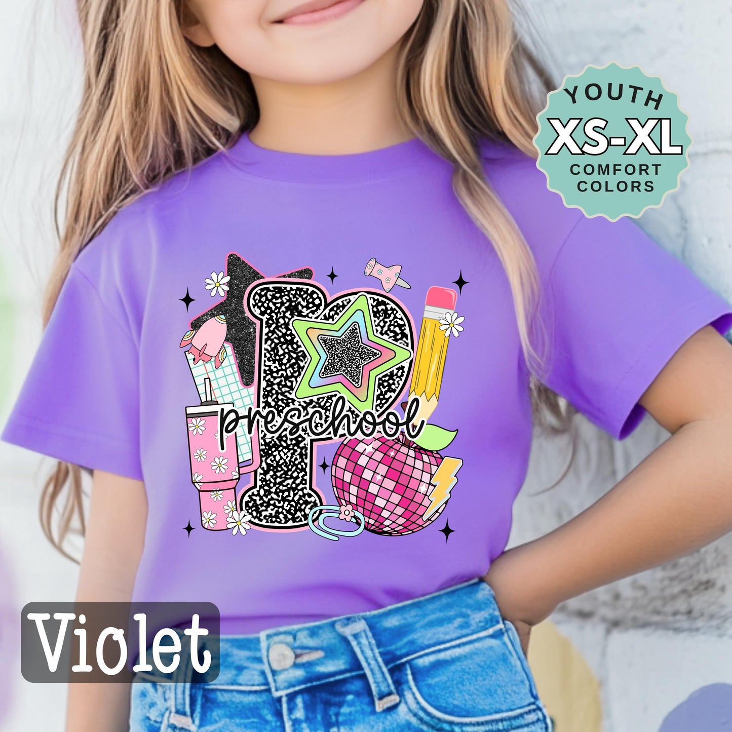 Preschool Girl Back to School Shirt: First Day Outfit, Youth Cotton Tee