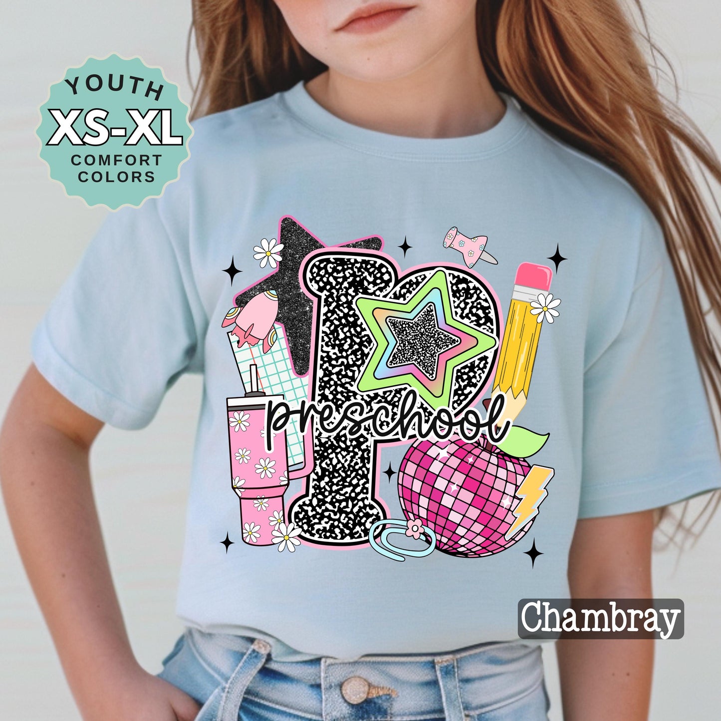 Preschool Girl Back to School Shirt: First Day Outfit, Youth Cotton Tee