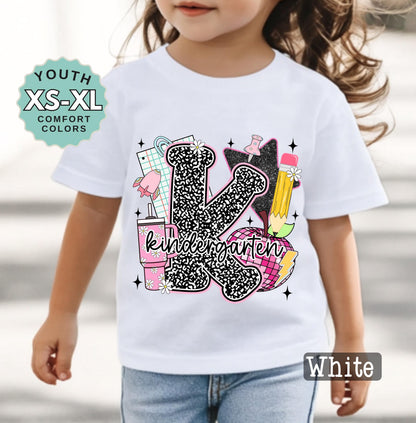 Kindergarten Girl Back to School Shirt: First Day Outfit, Youth Cotton Tee