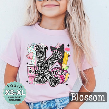 Kindergarten Girl Back to School Shirt: First Day Outfit, Youth Cotton Tee