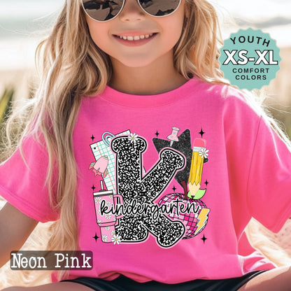 Kindergarten Girl Back to School Shirt: First Day Outfit, Youth Cotton Tee