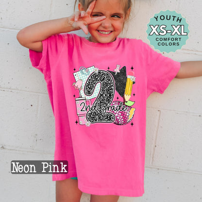 second grade shirt, Girl Back to School Shirt: 2nd grade shirt, First Day Outfit, Youth Cotton Tee
