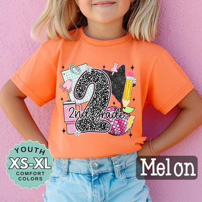 second grade shirt, Girl Back to School Shirt: 2nd grade shirt, First Day Outfit, Youth Cotton Tee