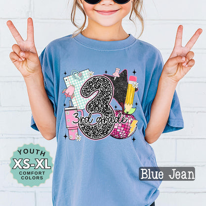third grade shirt for girl cute back to school tee 3rd grade shirt for daughter first day of school shirt girls school outfit youth tee