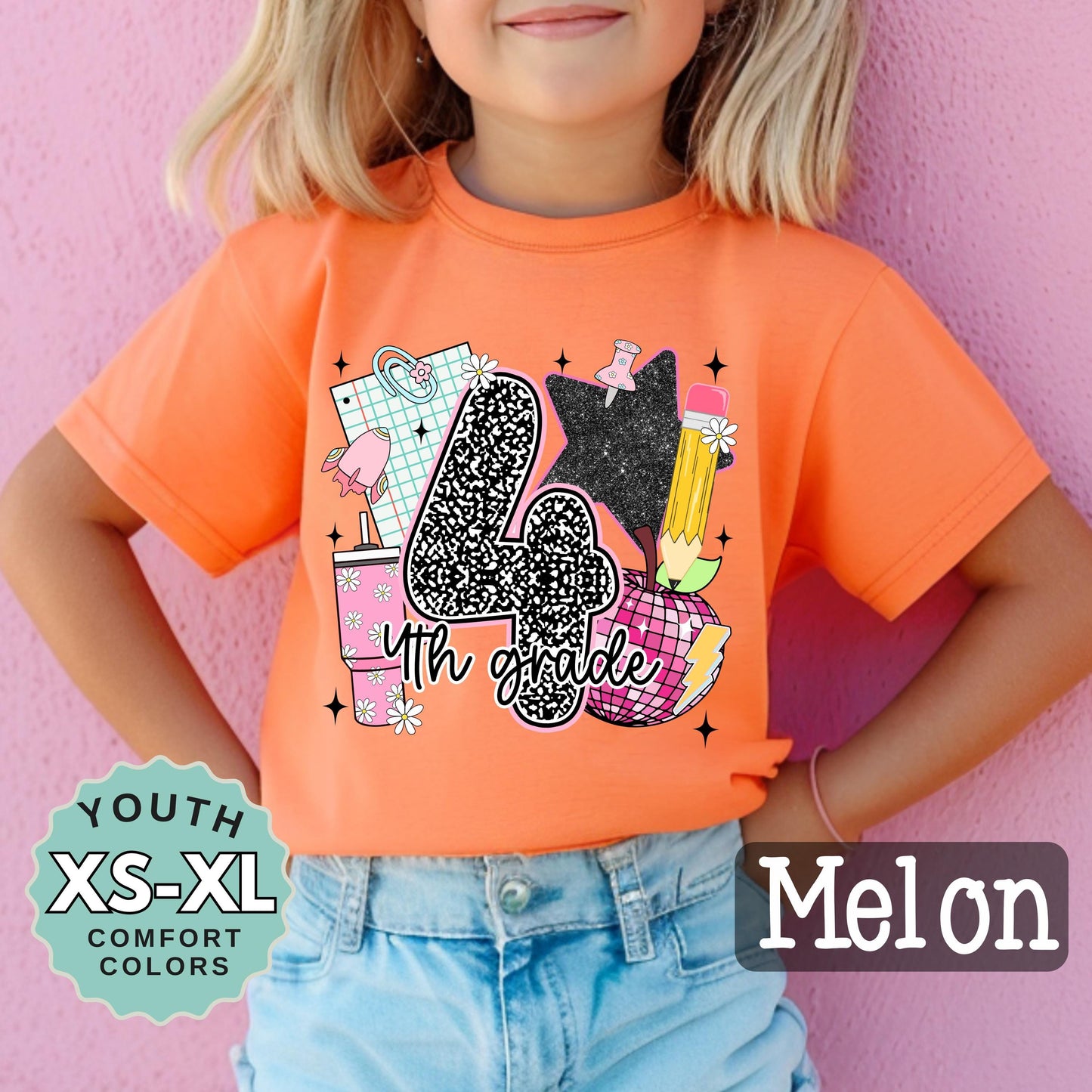 Fourth Grade Girl Back to School Shirt: 100% Cotton Youth Tee