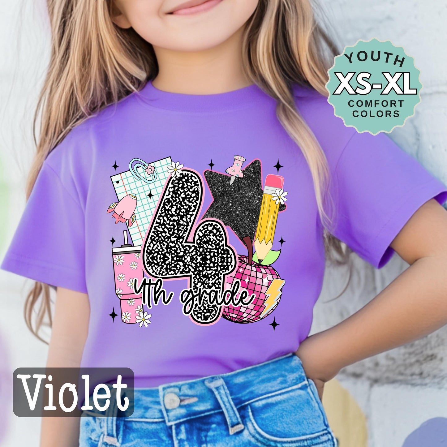 Fourth Grade Girl Back to School Shirt: 100% Cotton Youth Tee