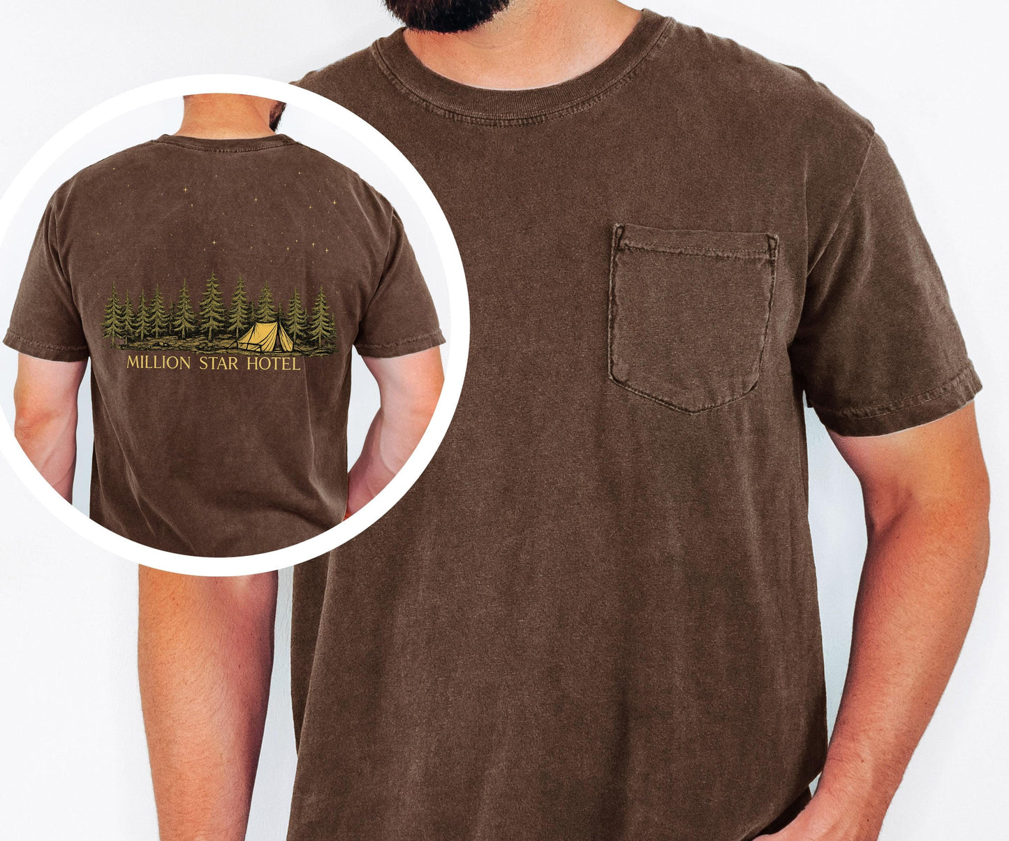 Million Star Hotel Camping Shirt, Comfort Colors Pocket Tee, Vintage Camping Graphic Tee, Outdoor Adventure Shirt, Camp Life Gift