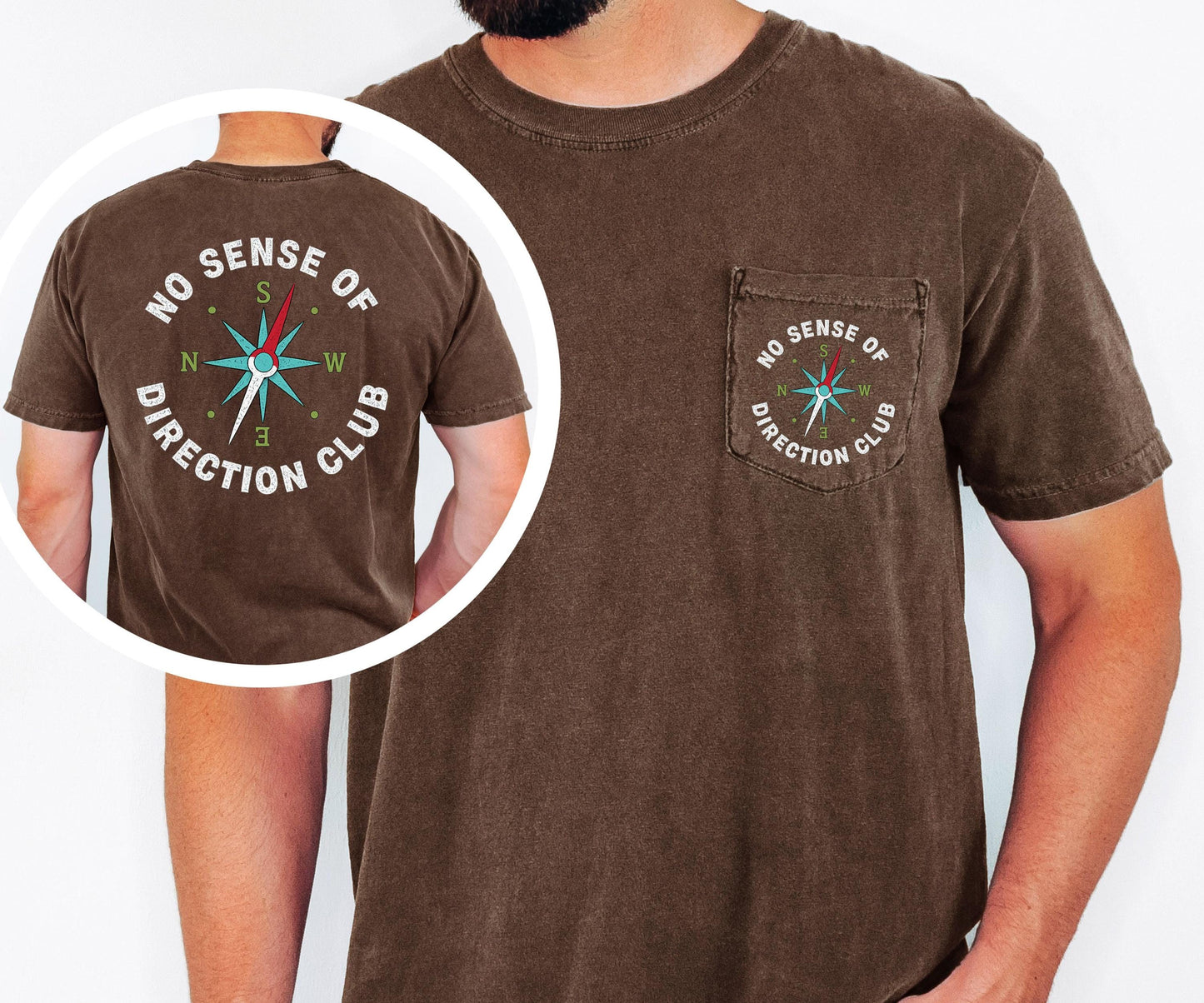 No Sense of Direction Club Shirt, Funny Camping Shirt, Compass Graphic Tee, Comfort Colors Pocket Tee, Hiking Adventure Gift