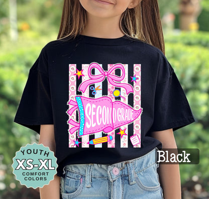 second grade shirt for girl cute back to school tee 2nd grade shirt for daughter first day of school shirt girls school outfit youth tee