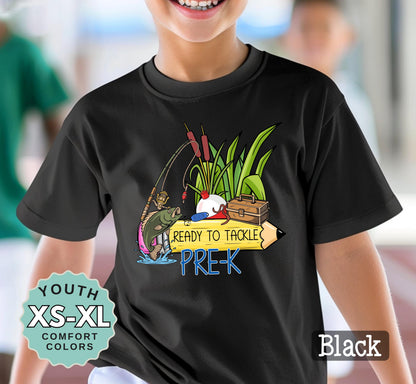 Ready to Tackle Pre-K Boys Fishing Back to School Shirt: Comfort Colors Cotton Tee