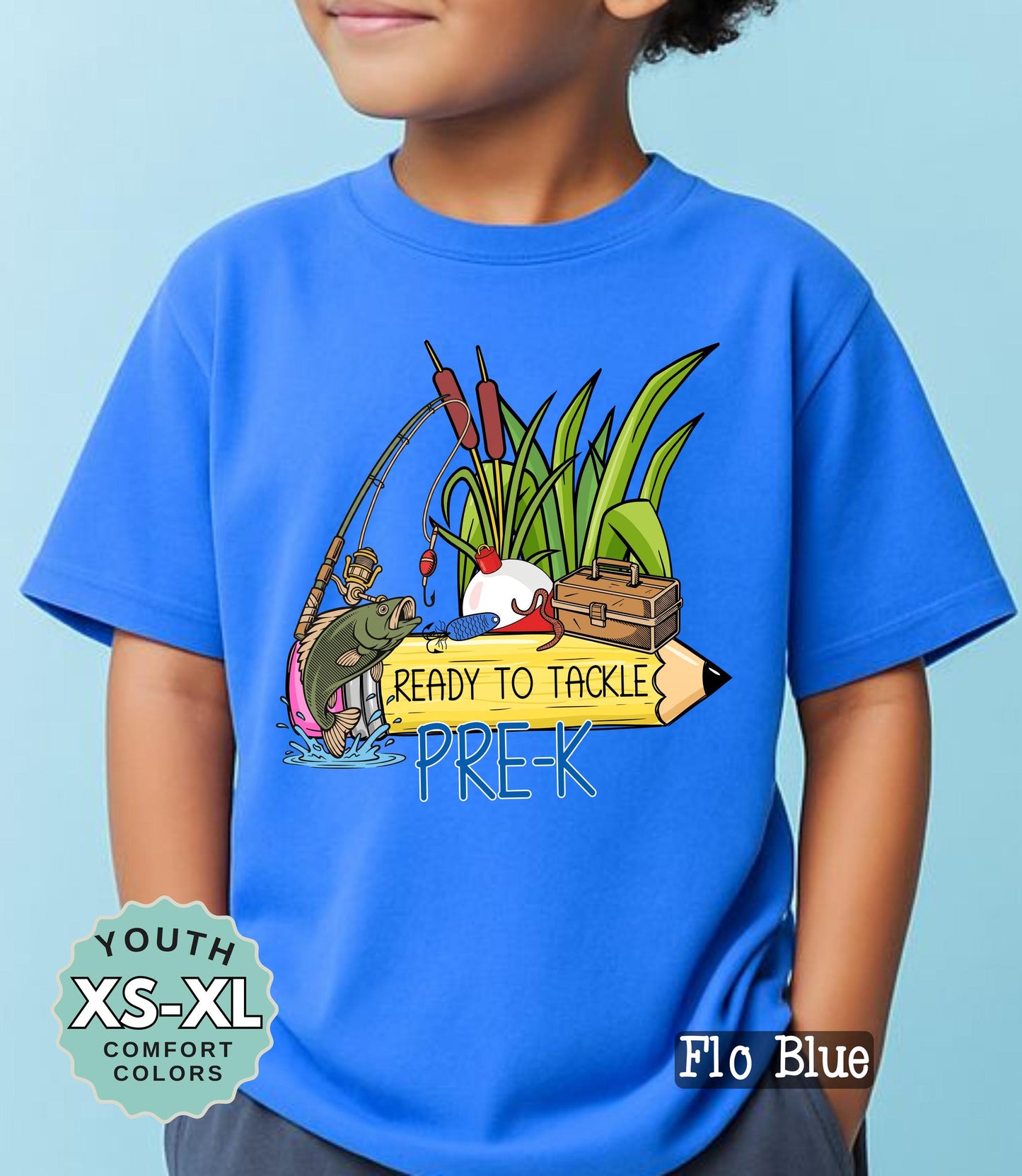 Ready to Tackle Pre-K Boys Fishing Back to School Shirt: Comfort Colors Cotton Tee