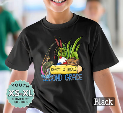 Ready to Tackle Second Grade Boys Fishing Back to School Shirt: Comfort Colors Cotton Tee
