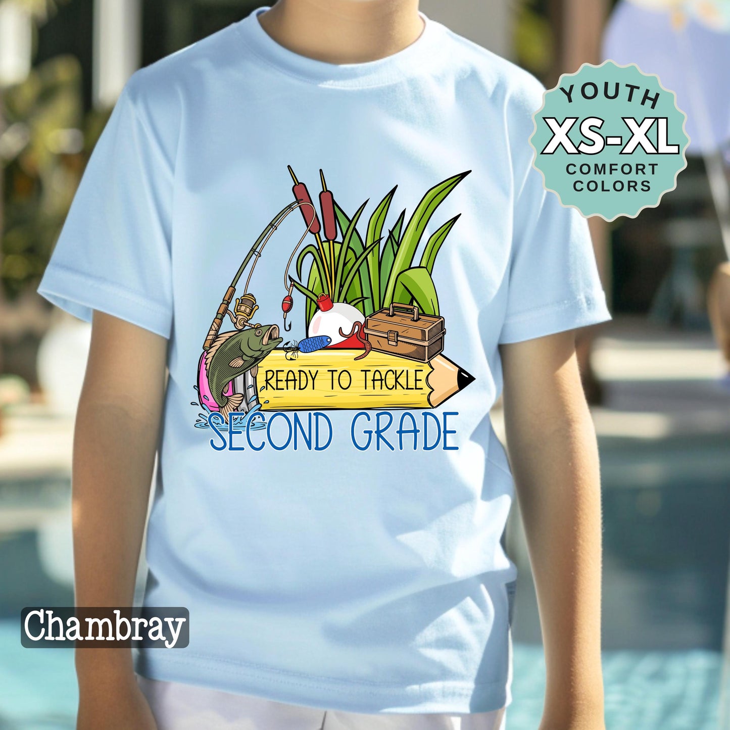 Ready to Tackle Second Grade Boys Fishing Back to School Shirt: Comfort Colors Cotton Tee