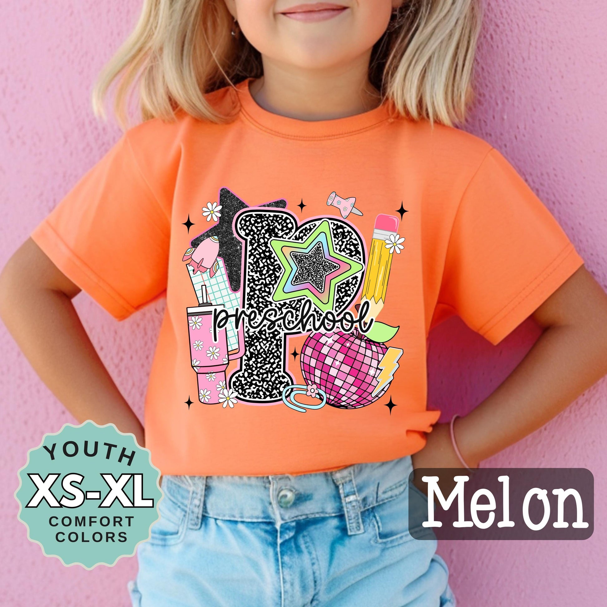 Preschool Girl Back to School Shirt: First Day Outfit, Youth Cotton Tee