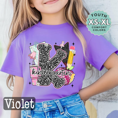 Kindergarten Girl Back to School Shirt: First Day Outfit, Youth Cotton Tee