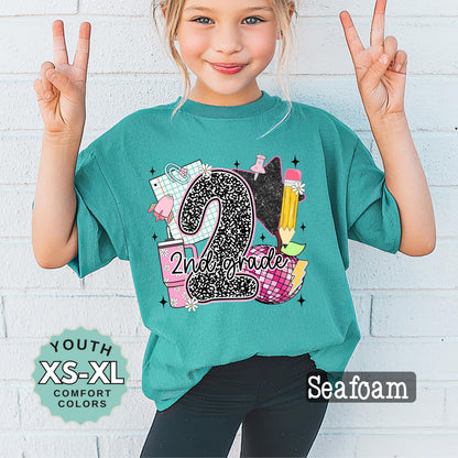 second grade shirt, Girl Back to School Shirt: 2nd grade shirt, First Day Outfit, Youth Cotton Tee