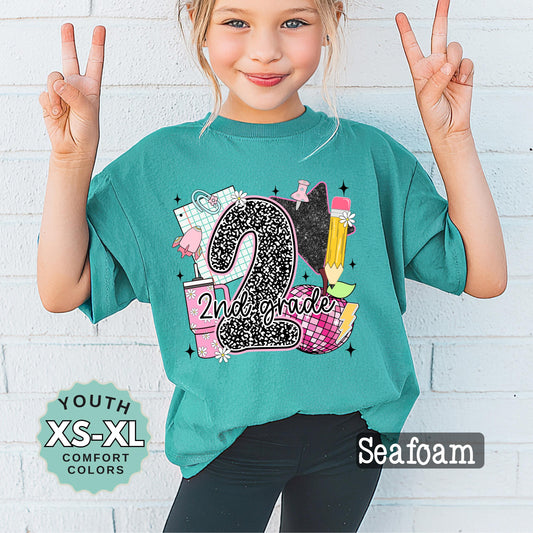 second grade shirt, Girl Back to School Shirt: 2nd grade shirt, First Day Outfit, Youth Cotton Tee