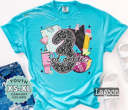 third grade shirt for girl cute back to school tee 3rd grade shirt for daughter first day of school shirt girls school outfit youth tee
