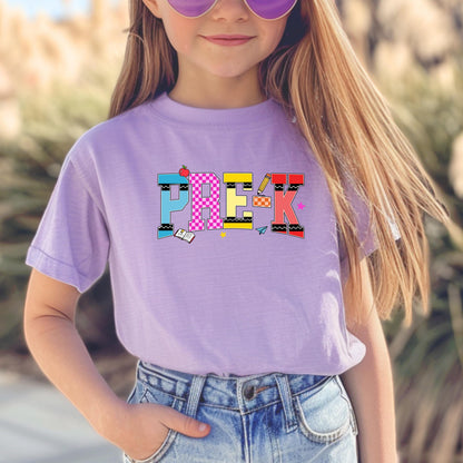 Pre K Girl Back to School Shirt: First Day Outfit, Youth Cotton Tee