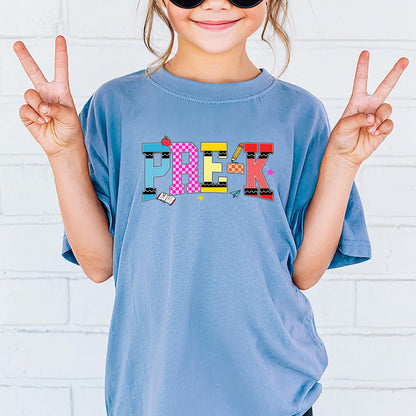 Pre K Girl Back to School Shirt: First Day Outfit, Youth Cotton Tee